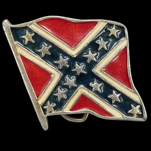 Flag Belt Buckle Metal Enamel USA Made Vintage Red White And Blue USA Made - Picture 3 of 10